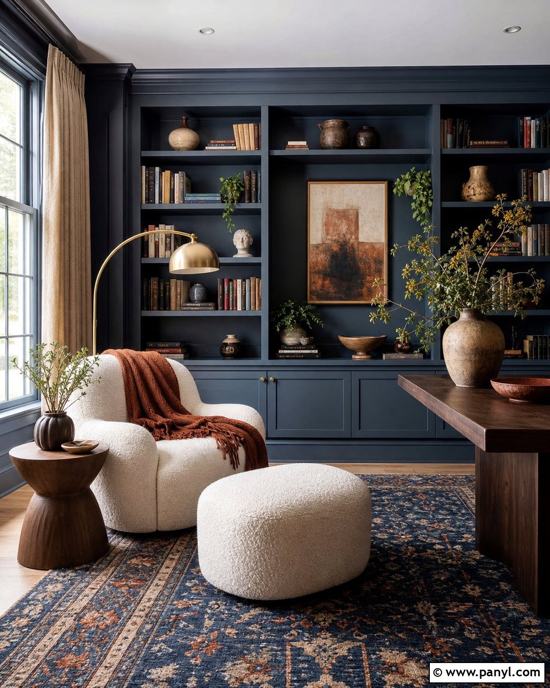 Dark Indigo Reading Room Walls - 35 dark wall colors