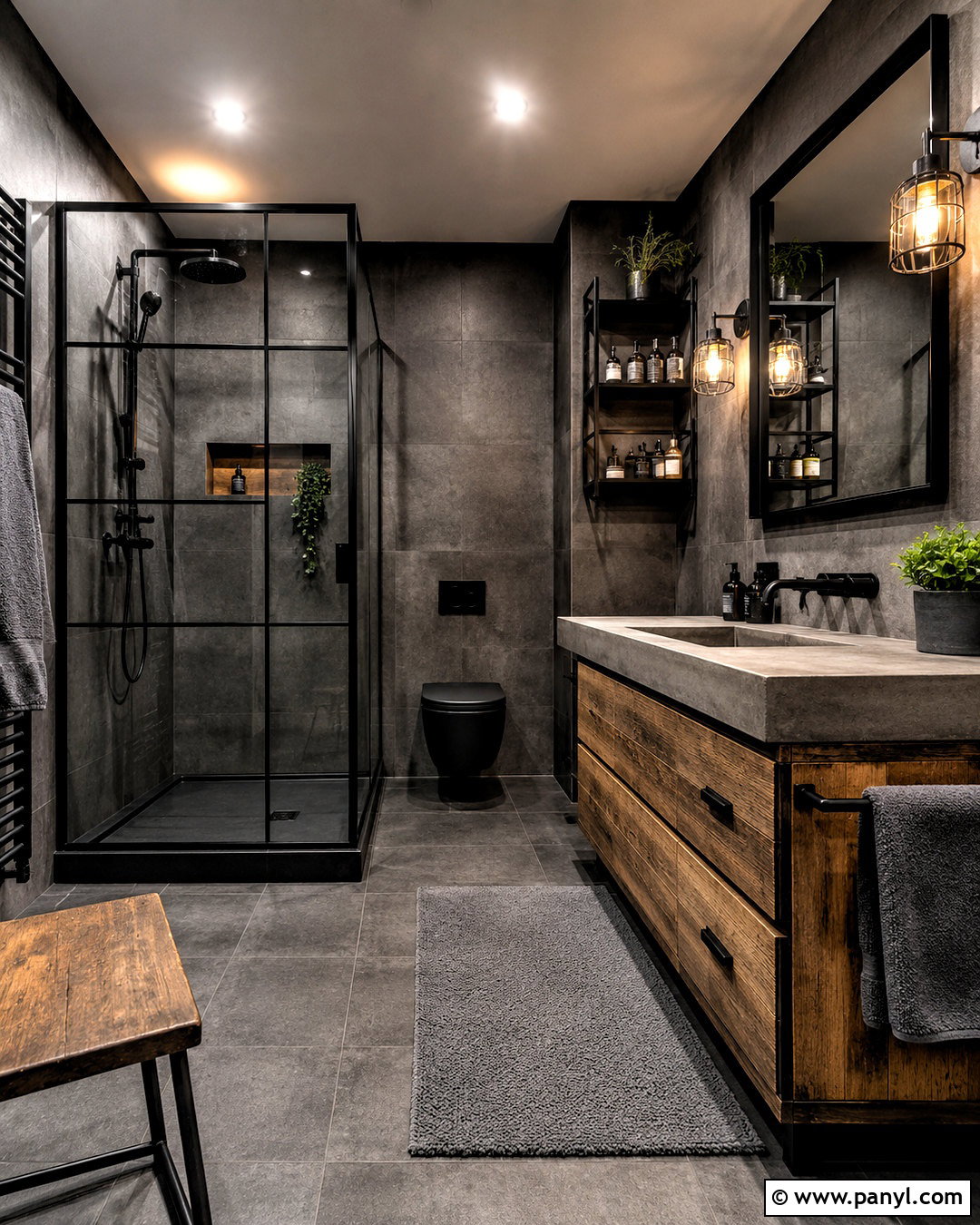 Dark Industrial Bathroom - 20 dark theme bathroom ideas