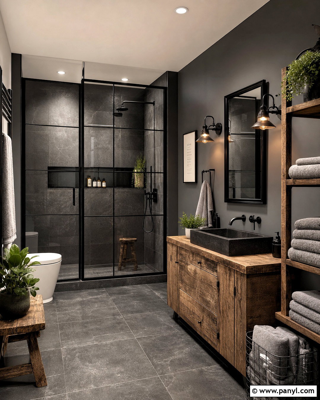 Dark Industrial Bathroom - 20 dark bathroom design ideas