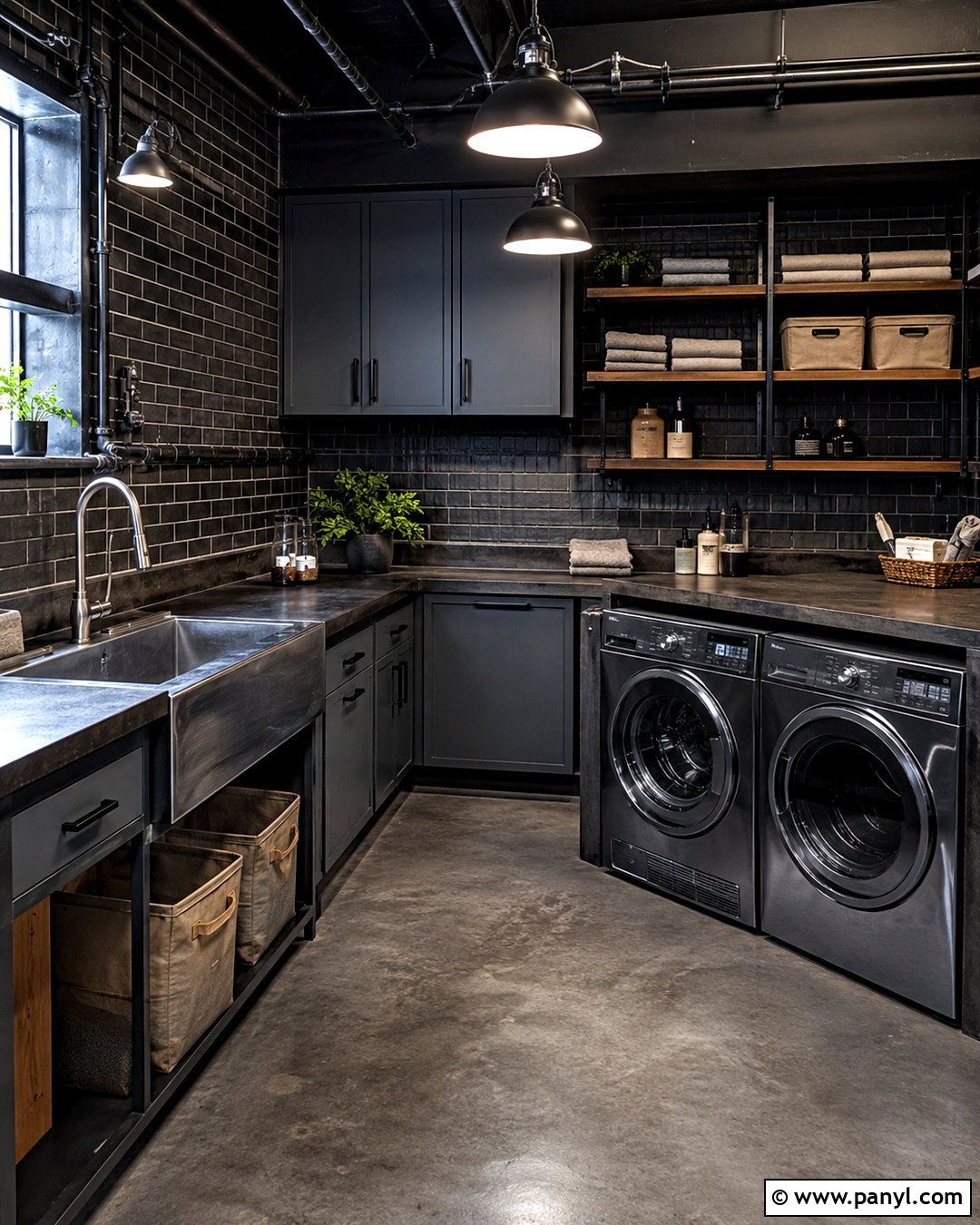 Dark Industrial Laundry Room - 20 dark laundry room ideas