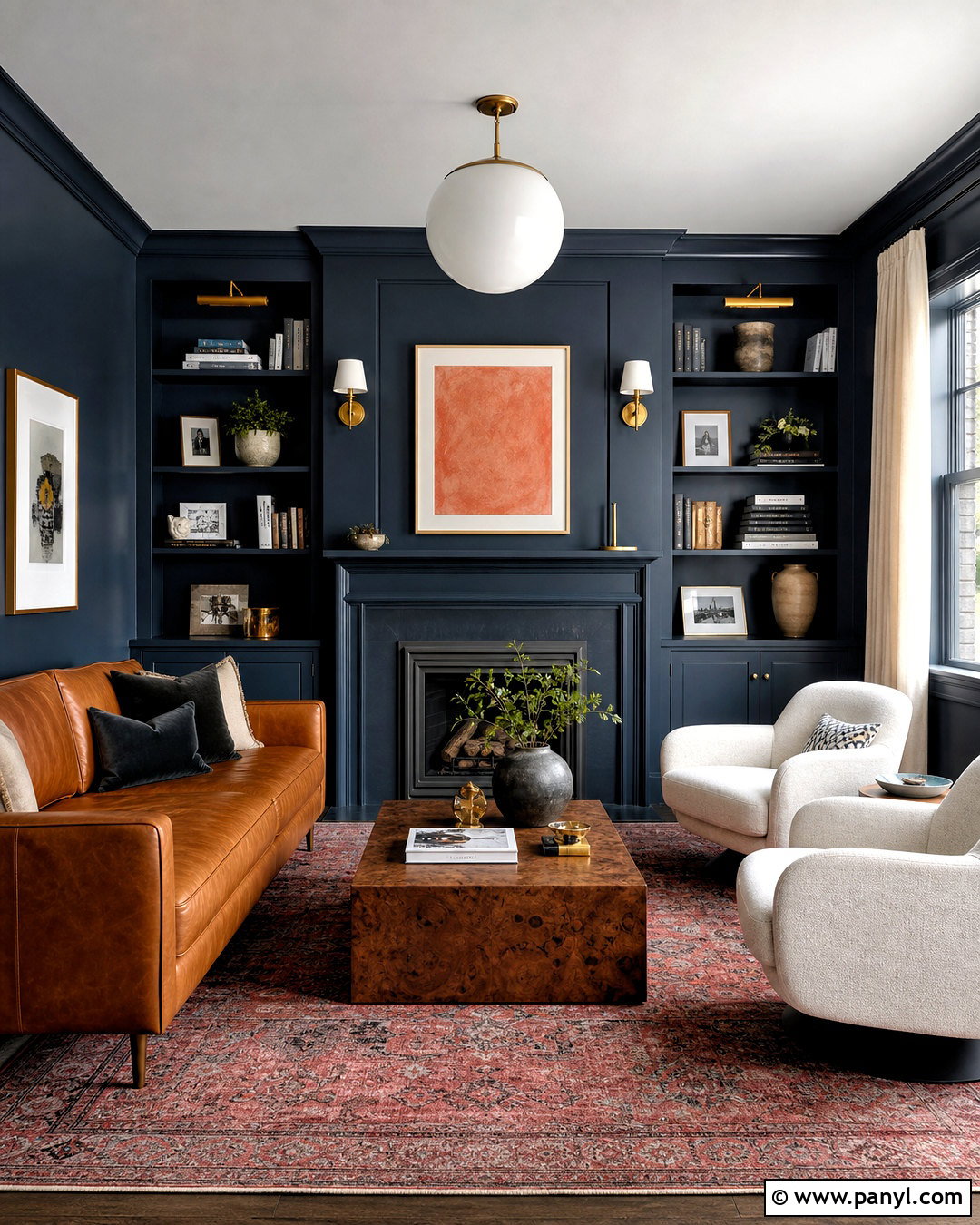 Dark Ink Blue Living Room - 20 dark paint living room ideas
