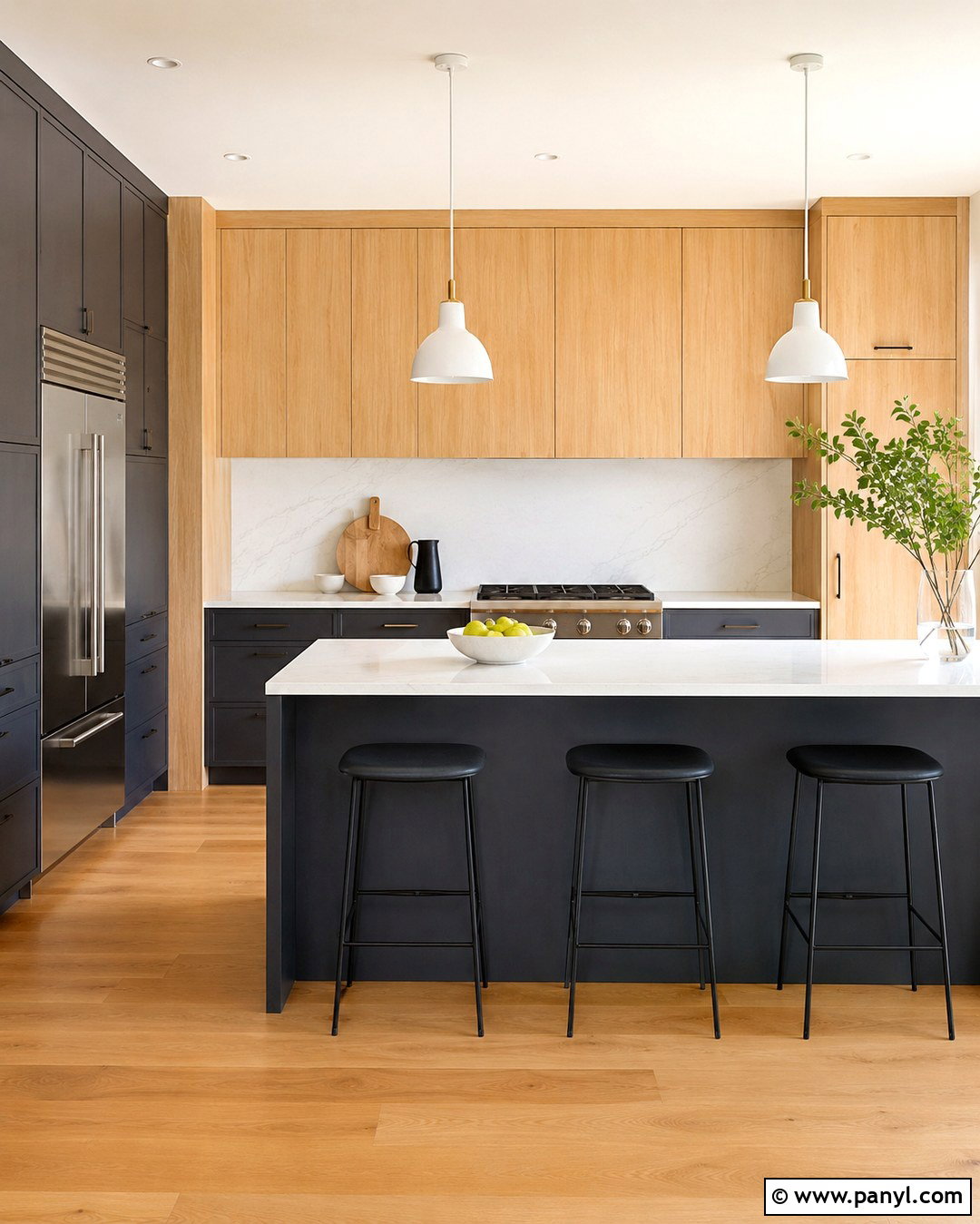 Dark Kitchen Wall With Light Wood Cabinets - 20 dark wall in kitchen ideas