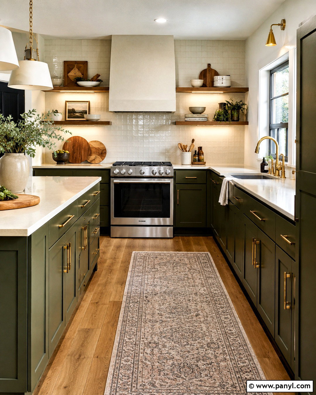 Dark Kitchen With Open Wood Shelves - 20 dark kitchen ideas
