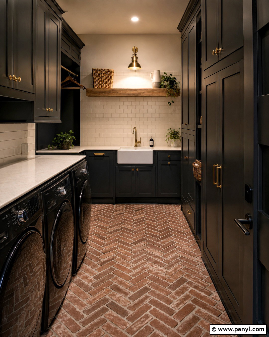 Dark Laundry Room With Brick Floor - 20 dark laundry room ideas