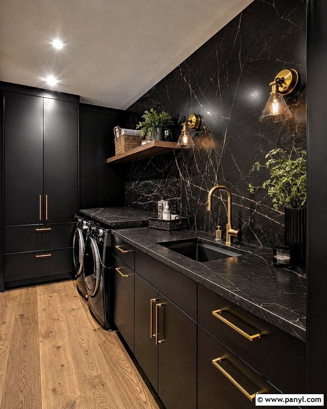 Dark Laundry Room With Marble - 20 dark laundry room ideas