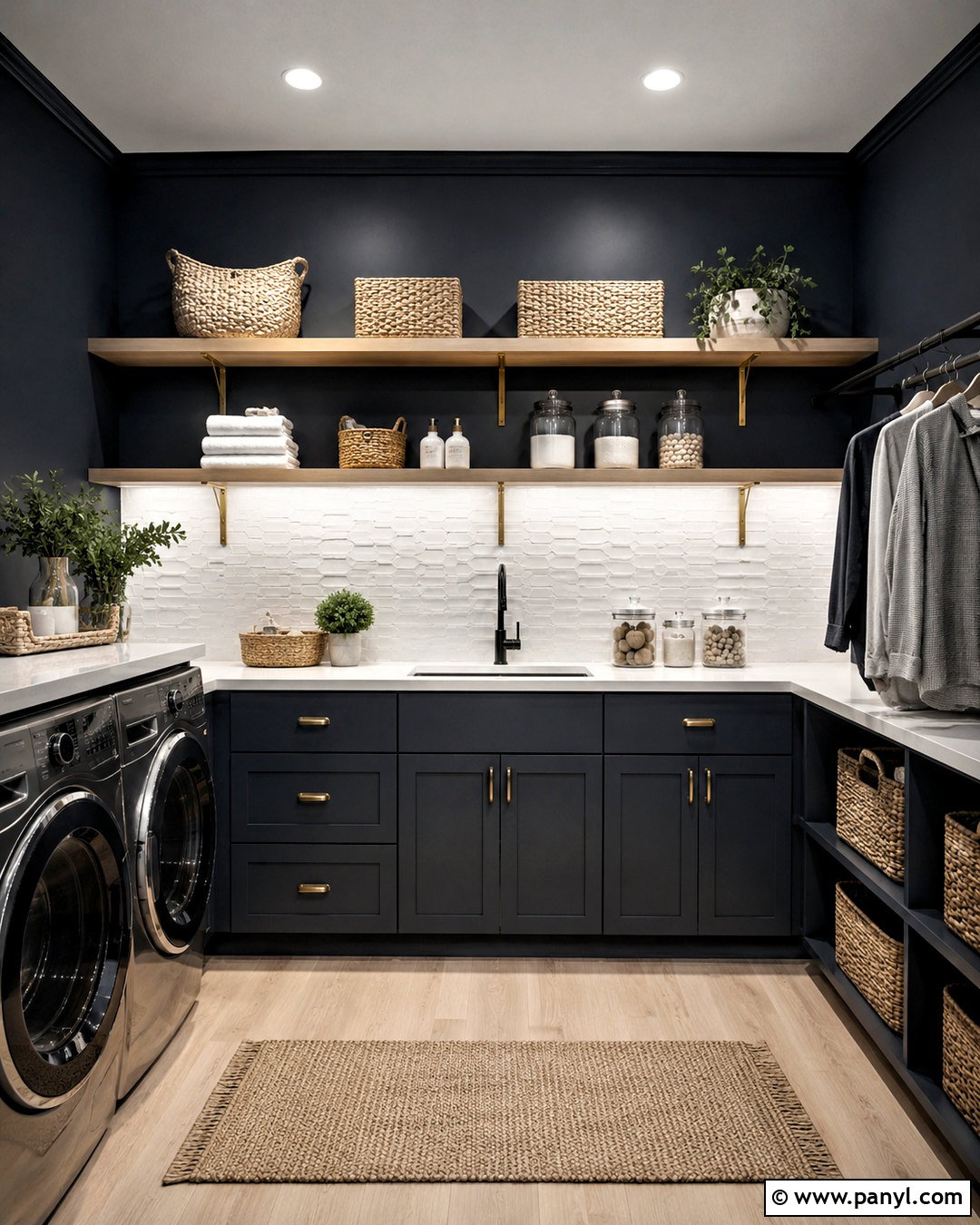 Dark Laundry Room With Open Shelves - 20 dark laundry room ideas