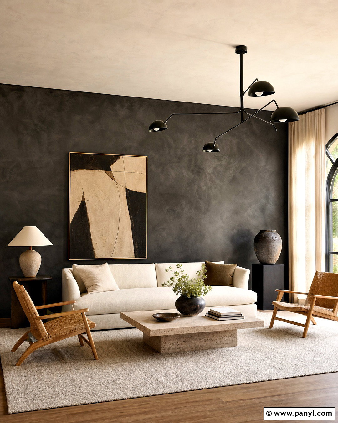 Dark Limewash Accent Wall - 20 dark accent wall living room ideas
