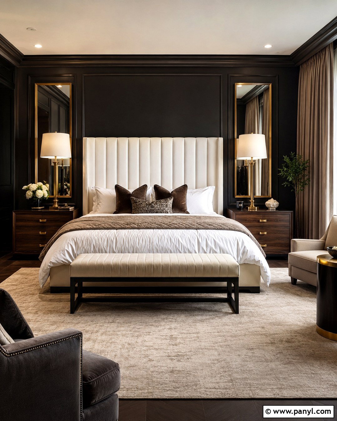 Dark Luxury Hotel Bedroom Walls - 20 Dark Wall Master Room Ideas
