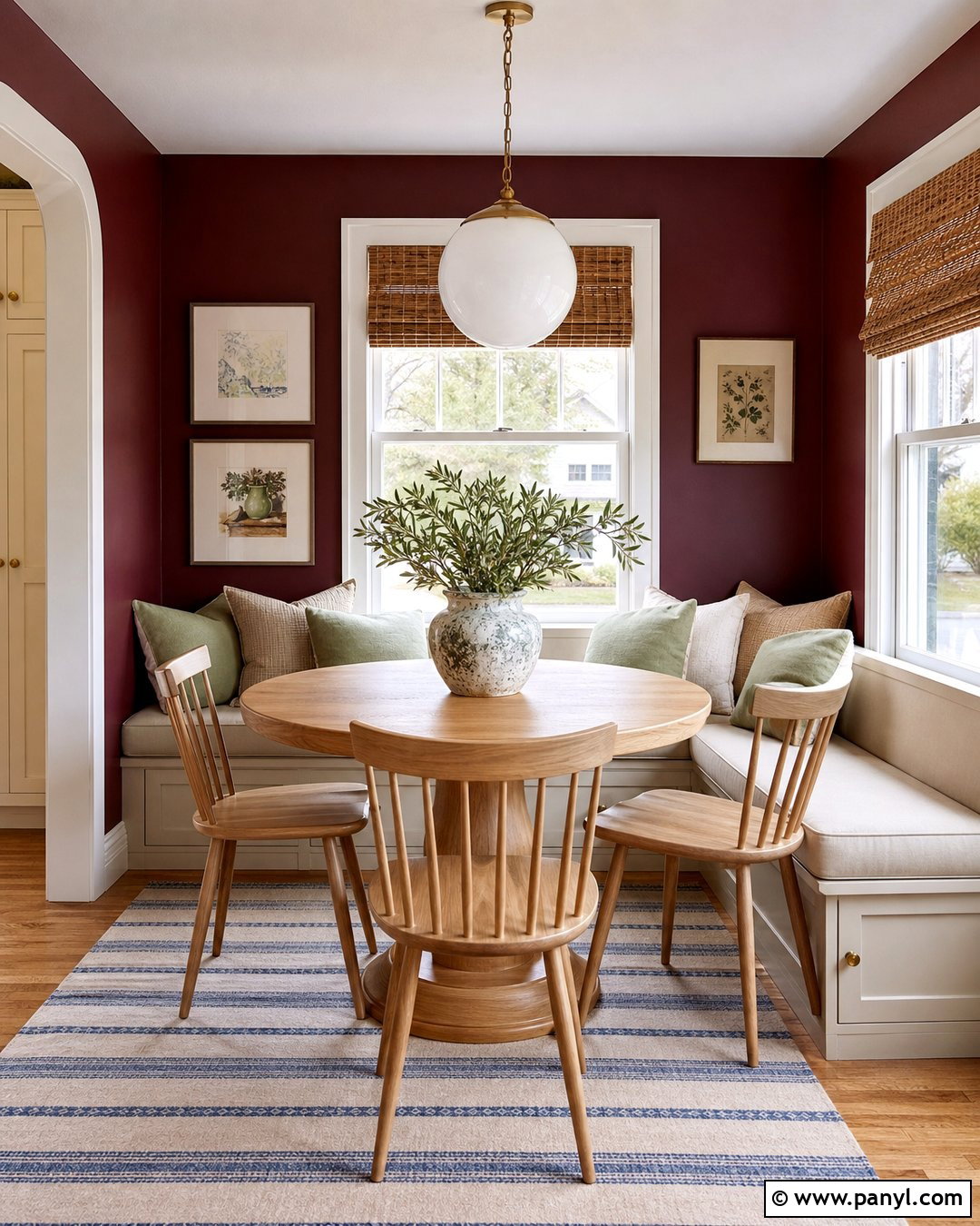 Dark Maroon Breakfast Nook Walls - 20 Dark Maroon Walls