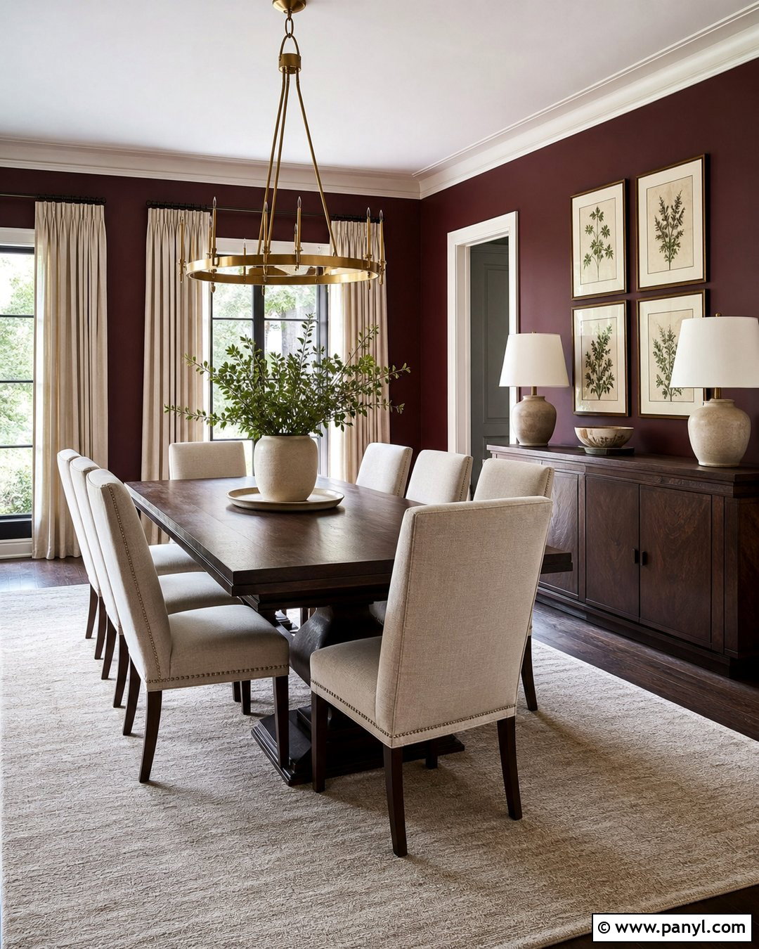 Dark Maroon Dining Room Walls With Dark Wood - 20 Dark Maroon Walls