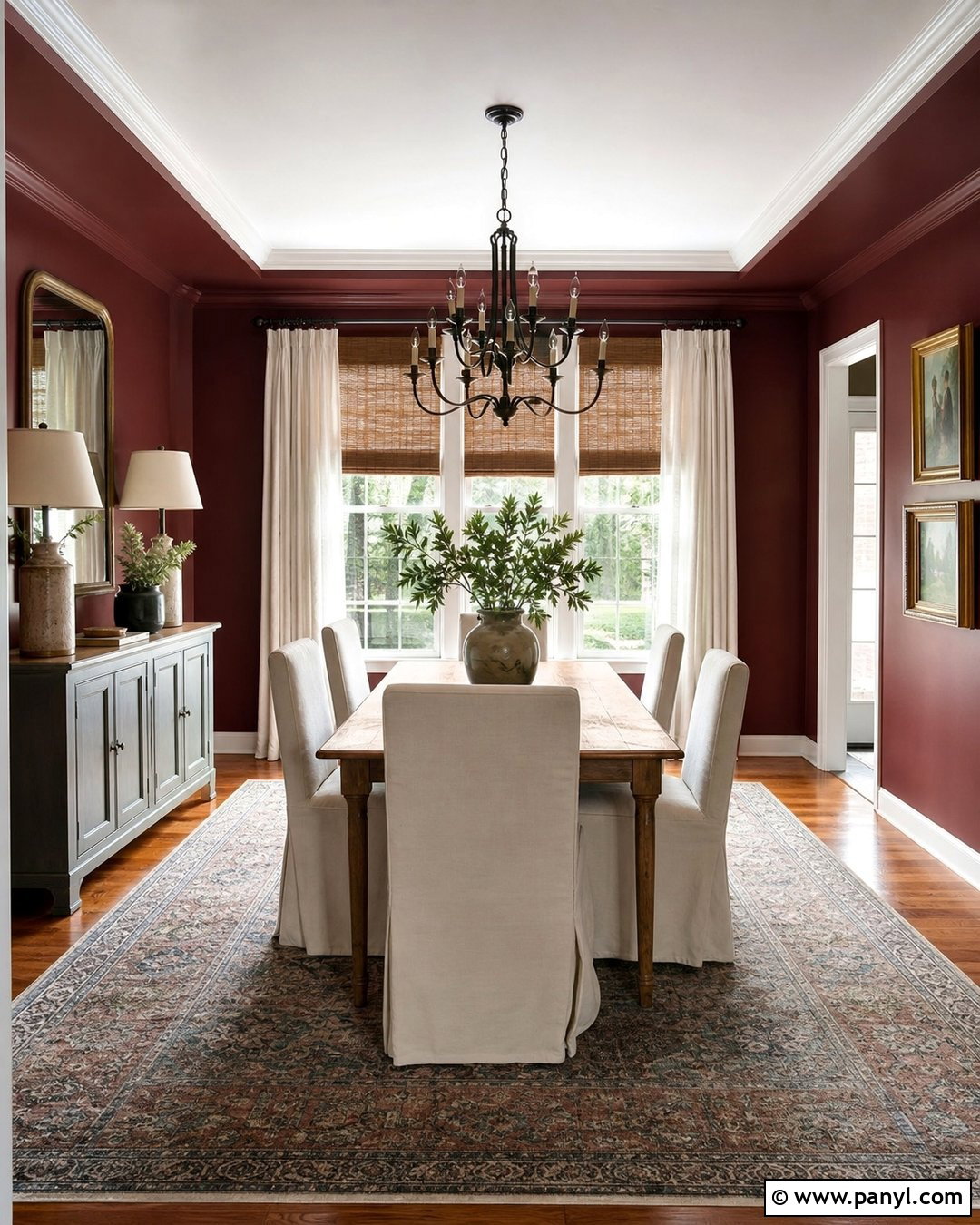 Dark Maroon Dining Room Walls With White Trim - 20 Dark Maroon Walls