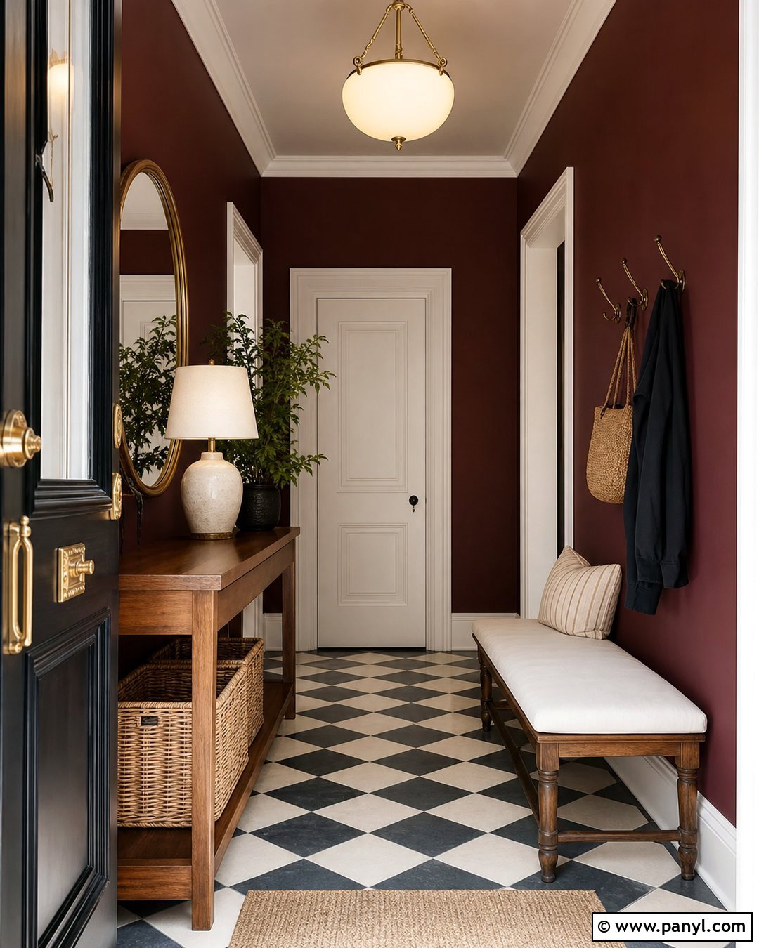 Dark Maroon Entryway Walls - 20 Dark Maroon Walls