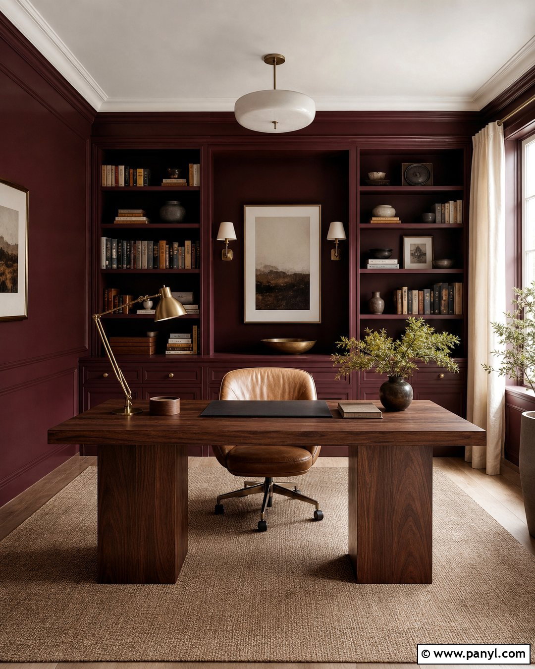 Dark Maroon Home Office Walls - 20 Dark Maroon Walls