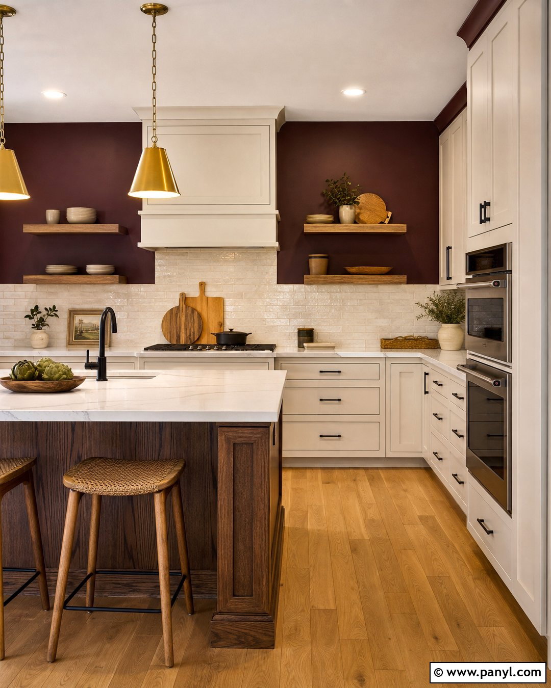 Dark Maroon Kitchen Walls With White Cabinets - 20 Dark Maroon Walls