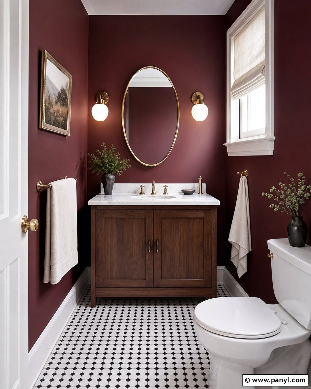 Dark Maroon Powder Room Walls - 20 Dark Maroon Walls