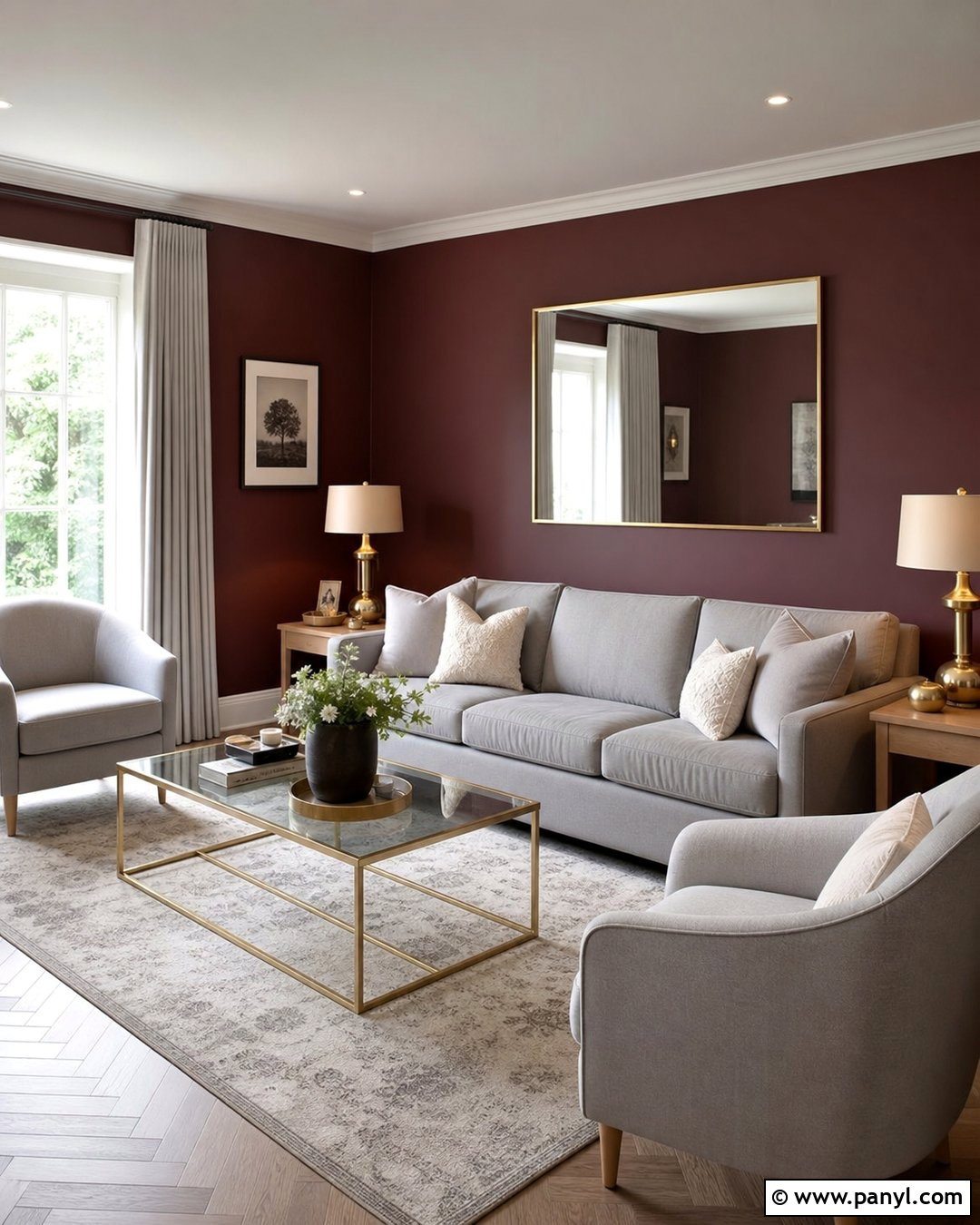 Dark Maroon Walls With Pale Grey Furniture - 20 Maroon And Grey Walls