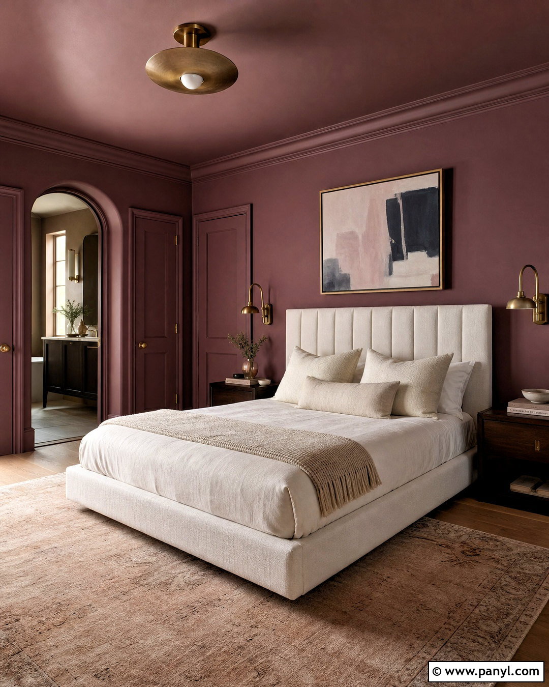 Dark Mauve Color Drenched Bedroom - 20 dark mauve bedroom ideas