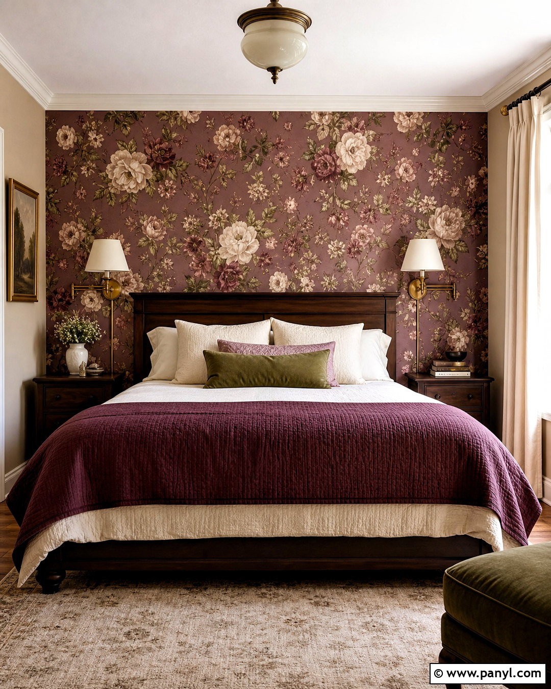Dark Mauve Floral Wallpaper Bedroom - 20 dark mauve bedroom ideas