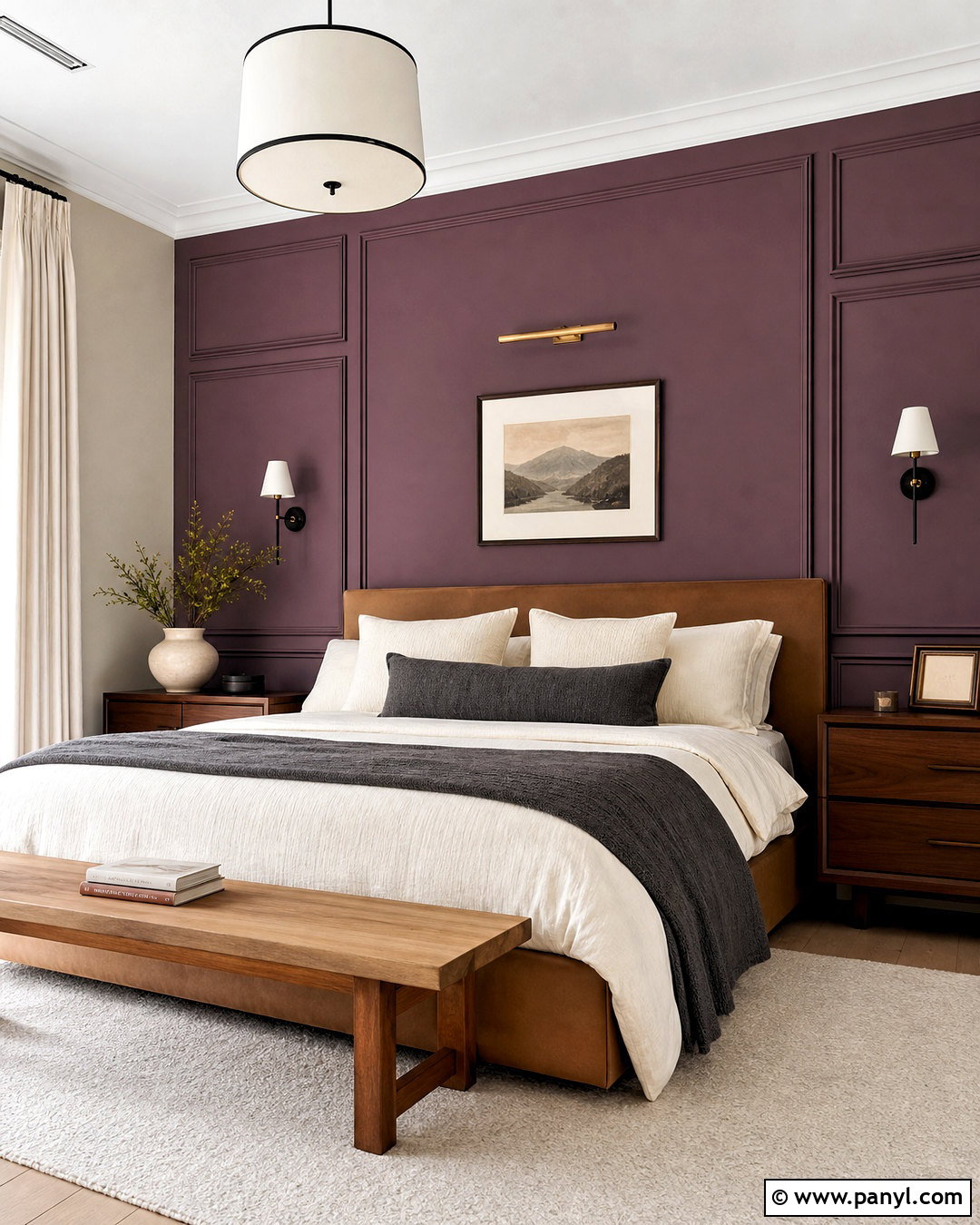 Dark Mauve Paneled Bedroom - 20 dark mauve bedroom ideas