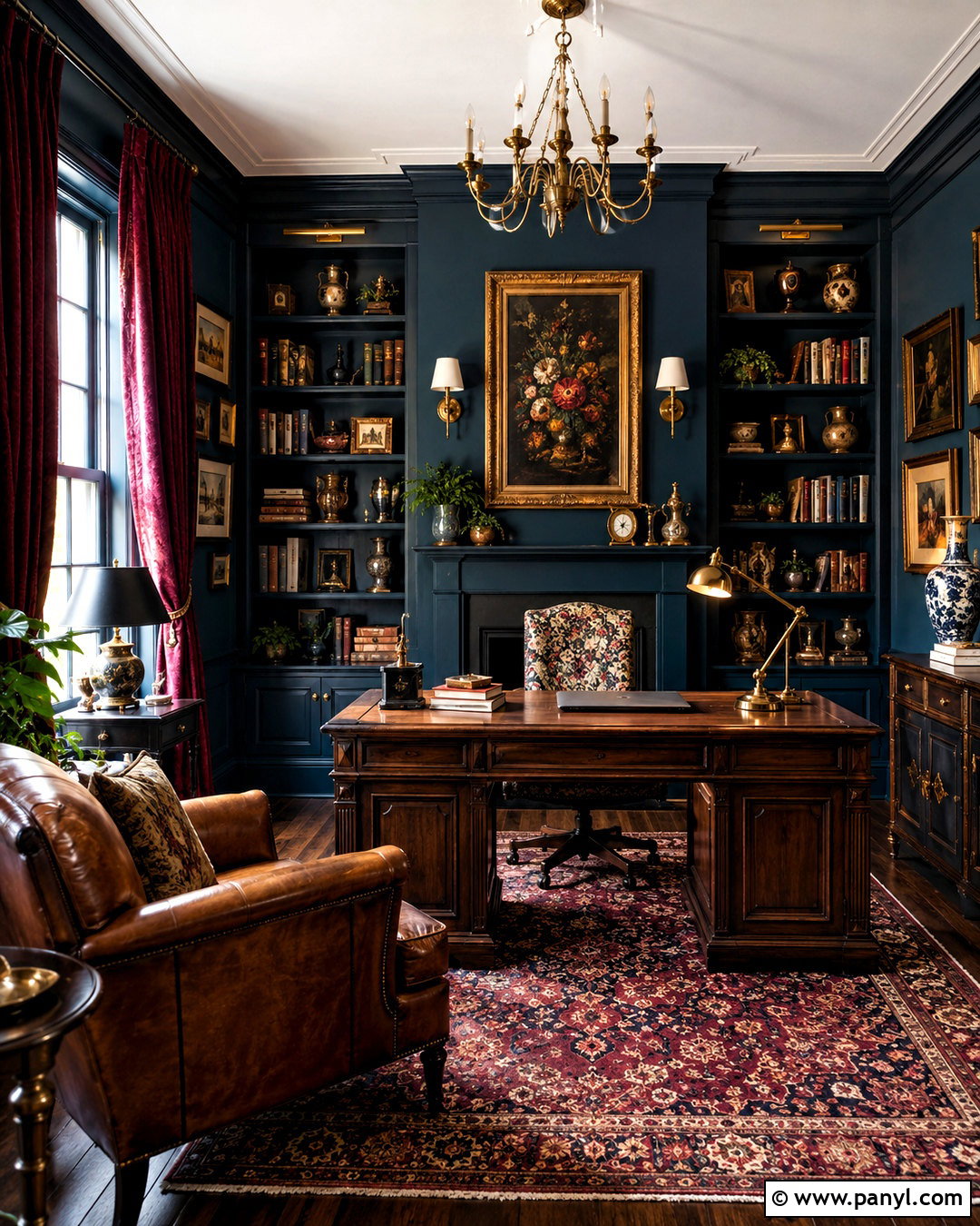Dark Maximalist Home Office - 20 maximalist decor ideas