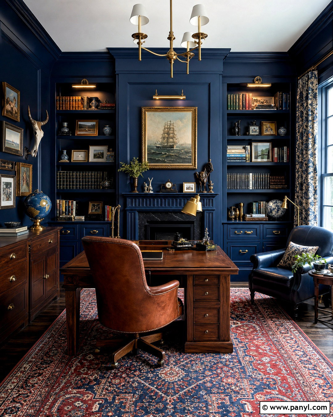 Dark Maximalist Home Office - 20 interior design maximalist ideas