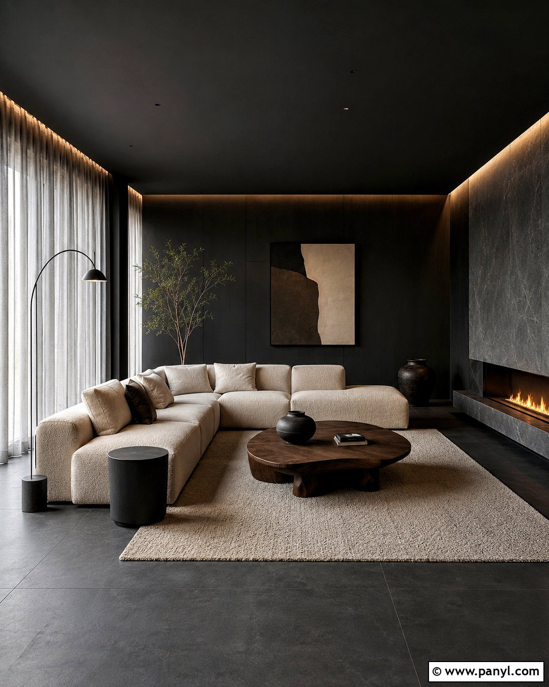 Dark Minimalist Living Room - 20 dark interiors
