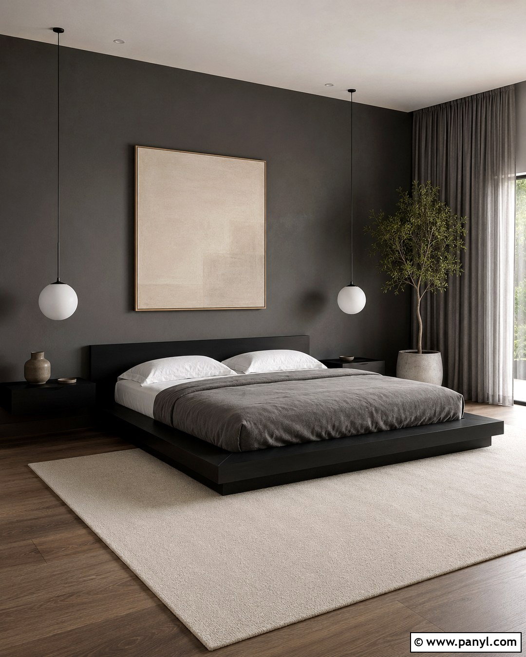 Dark Minimalist Master Bedroom - 20 Dark Wall Master Room Ideas