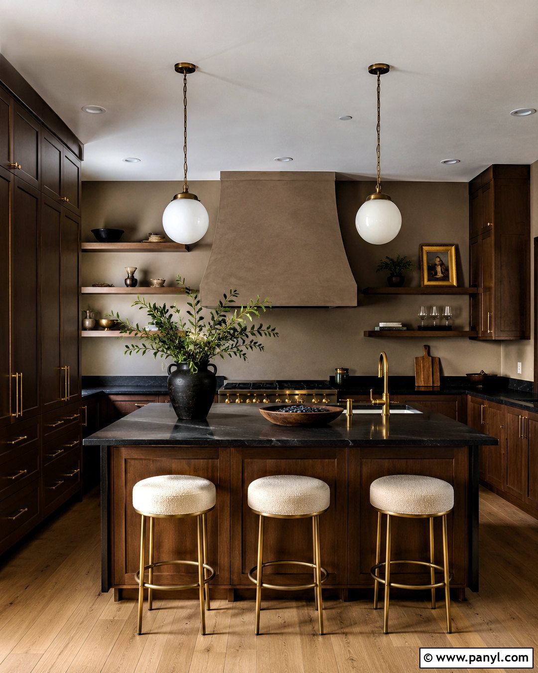 Dark Mocha Kitchen With Black Countertops - 20 mocha kitchen ideas