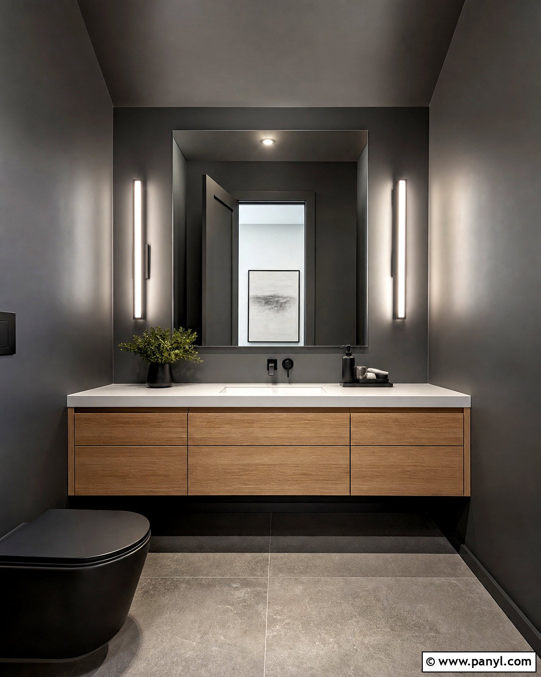 Dark Modern Powder Room - 20 dark powder room ideas