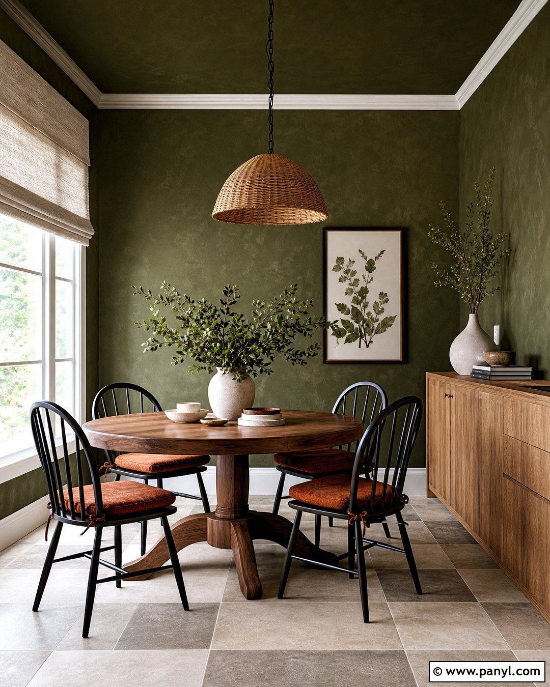 Dark Moss Limewash Walls In A Breakfast Room - 20 dark limewash walls