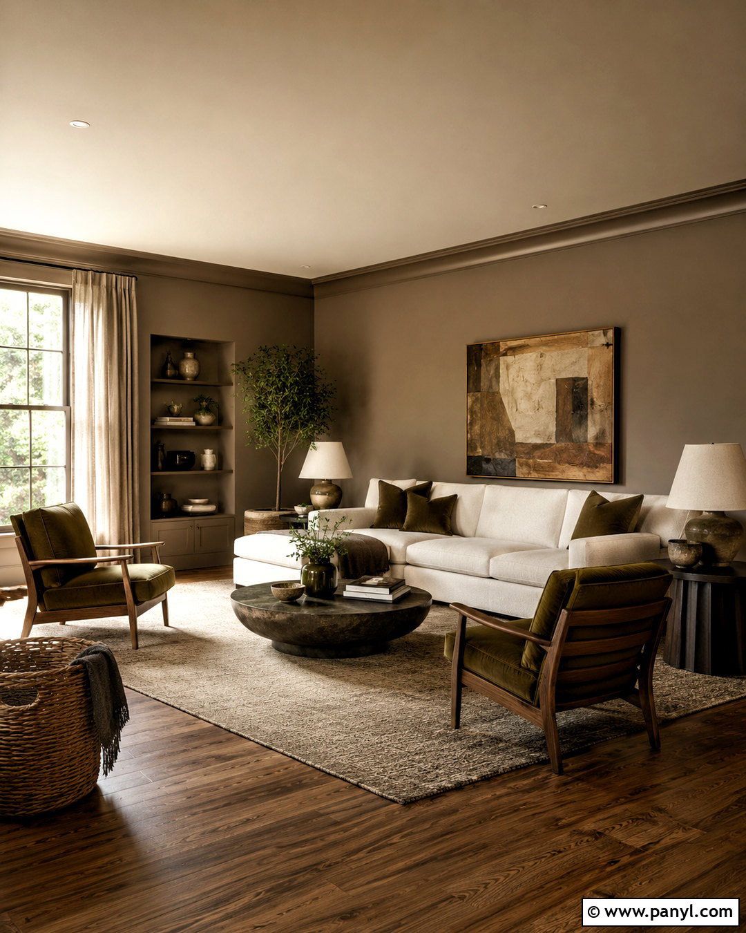 Dark Mushroom Living Room - 20 moody living room paint colors