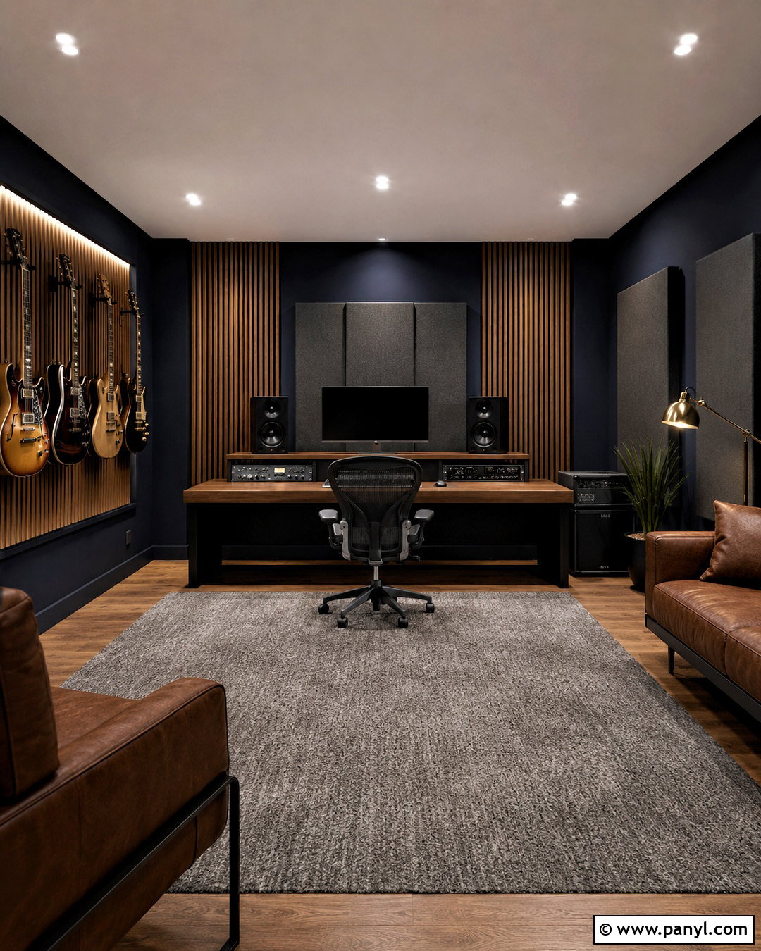 Dark Music Studio - 20 music studio decor interior design ideas