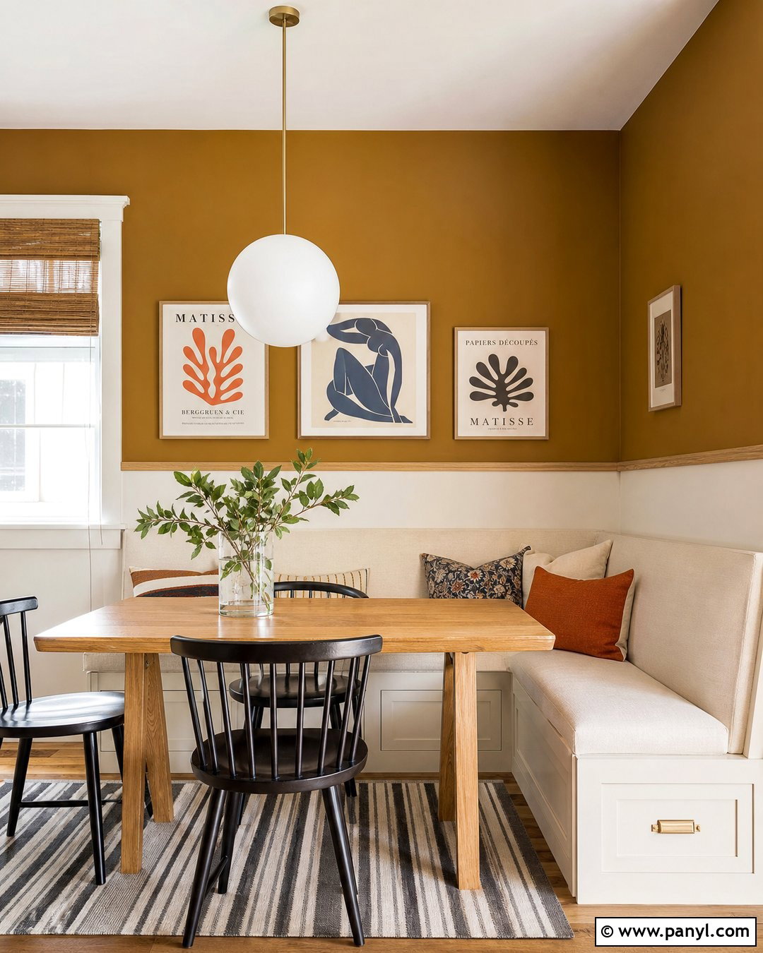 Dark Mustard Top Half With Warm White Walls - 20 Dark Paint Top Half Of Wall Ideas