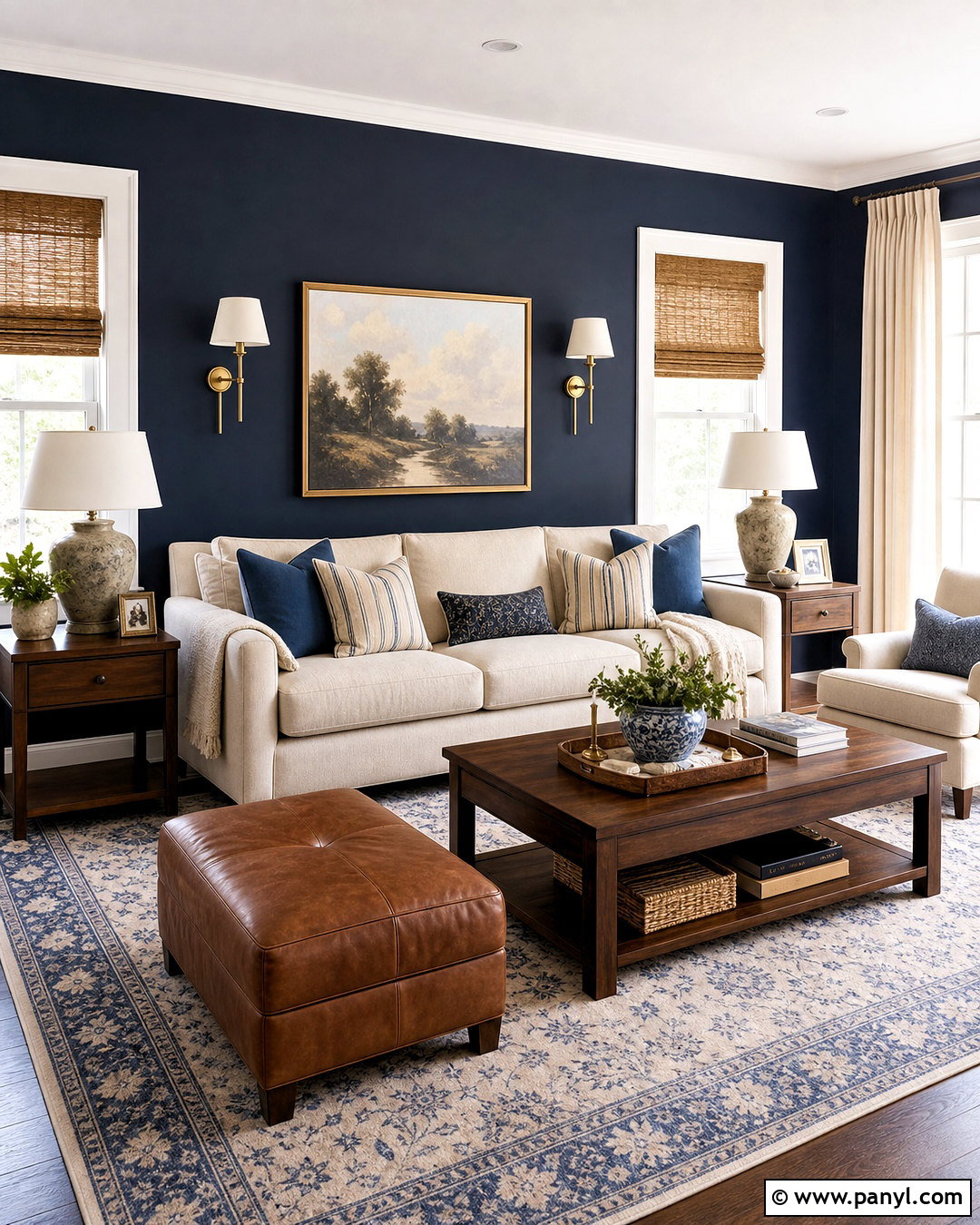 Dark Navy Accent Wall - 20 dark accent wall living room ideas