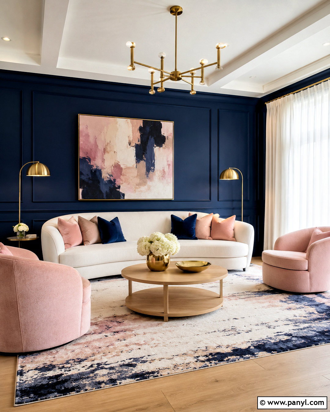Dark Navy And Blush Living Room - 20 dark navy living room ideas