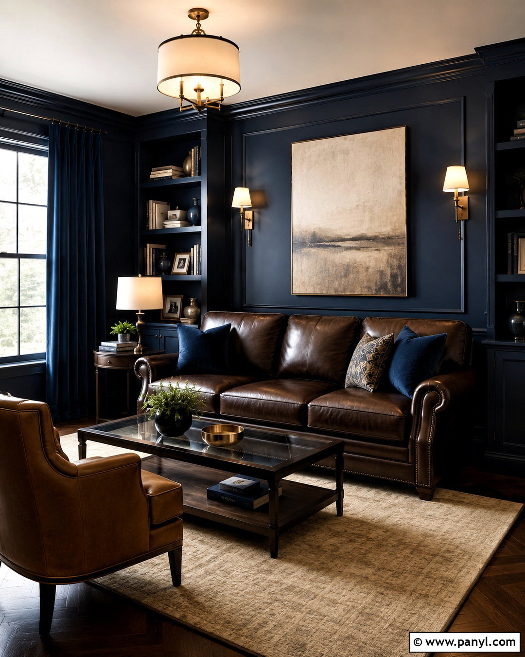 Dark Navy And Espresso Living Room - 20 navy blue and brown living room ideas