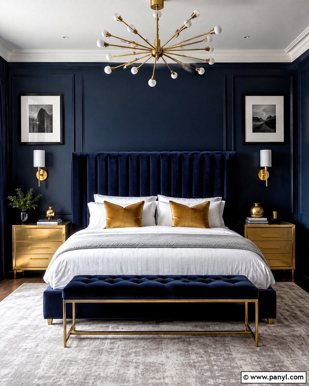 Dark Navy And Gold Bedroom - 20 dark navy bedroom ideas
