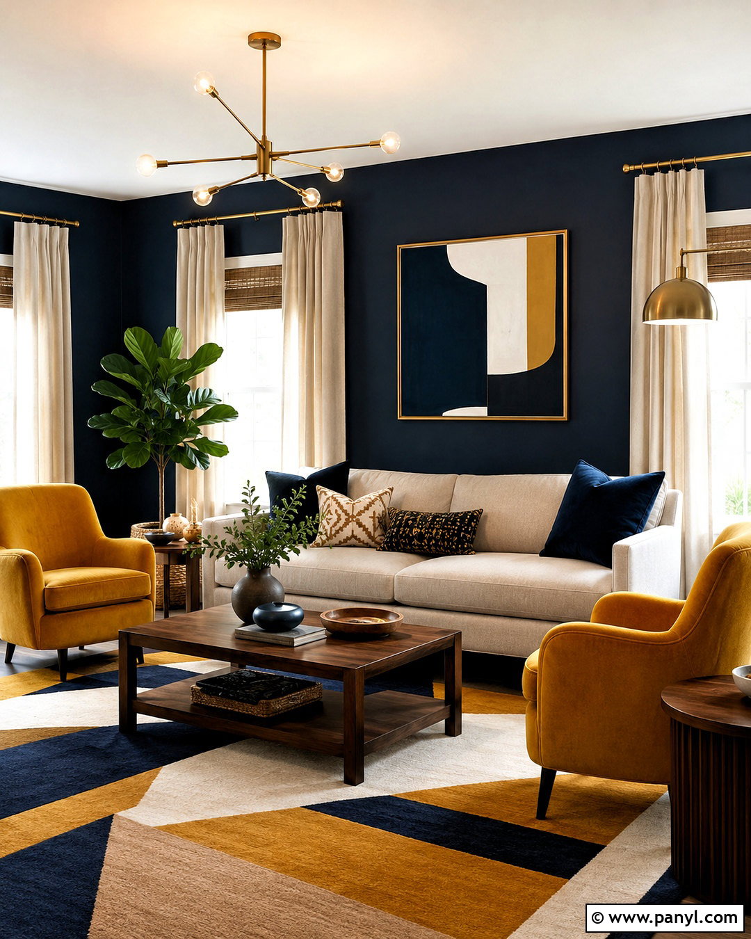 Dark Navy And Mustard Living Room - 20 dark navy living room ideas