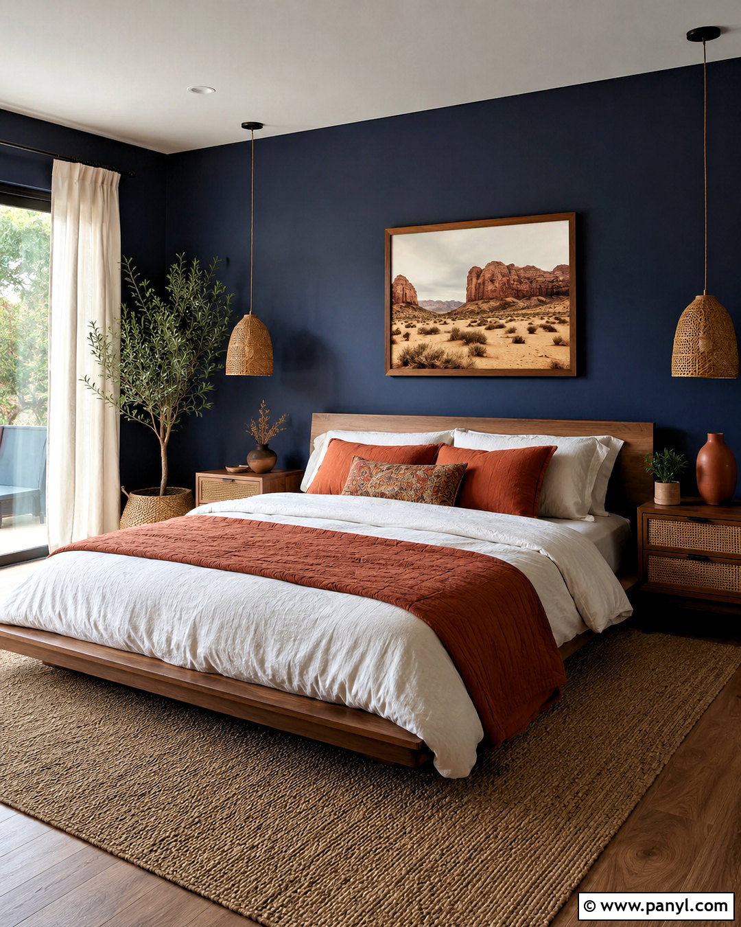 Dark Navy And Terracotta Bedroom - 20 dark navy bedroom ideas