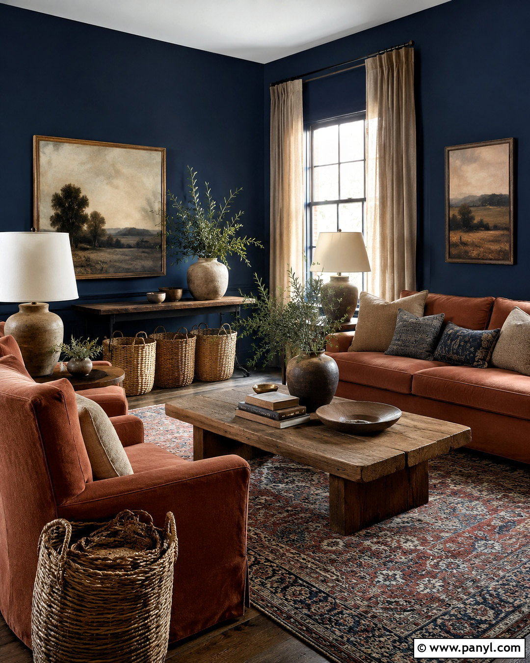 Dark Navy And Terracotta Living Room - 20 dark navy living room ideas