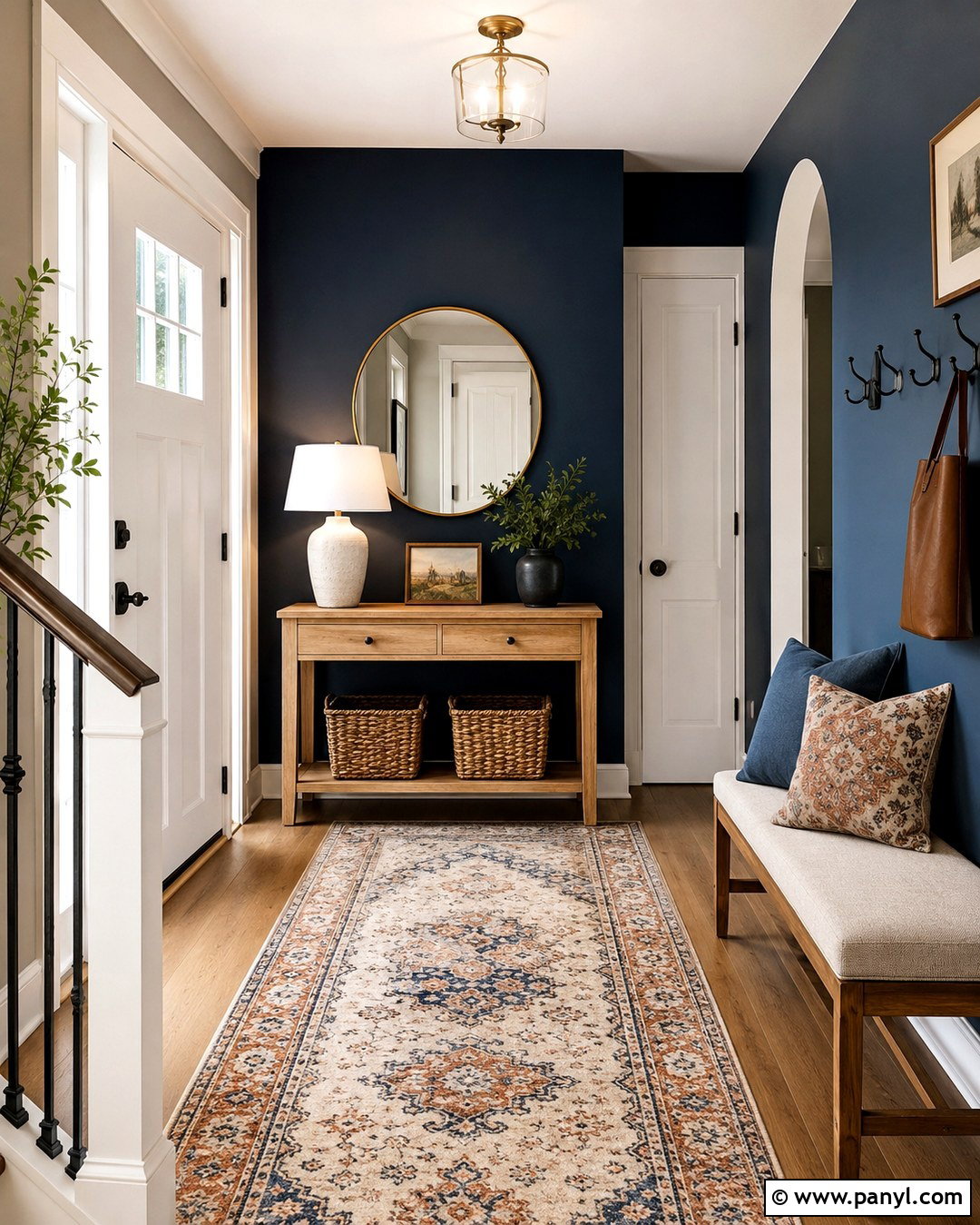 Dark Navy Blue Entryway Wall - 20 Dark Navy Blue Wall Ideas