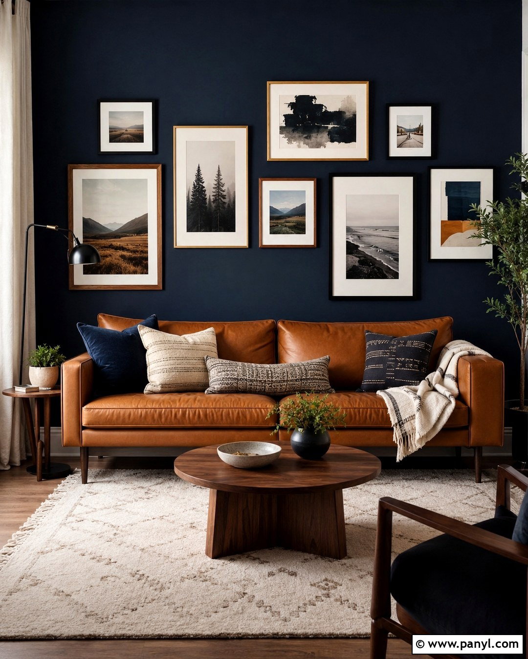 Dark Navy Blue Gallery Wall - 20 Dark Navy Blue Wall Ideas
