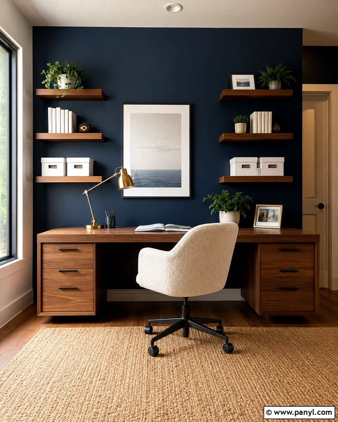 Dark Navy Blue Home Office Wall - 20 Dark Navy Blue Wall Ideas