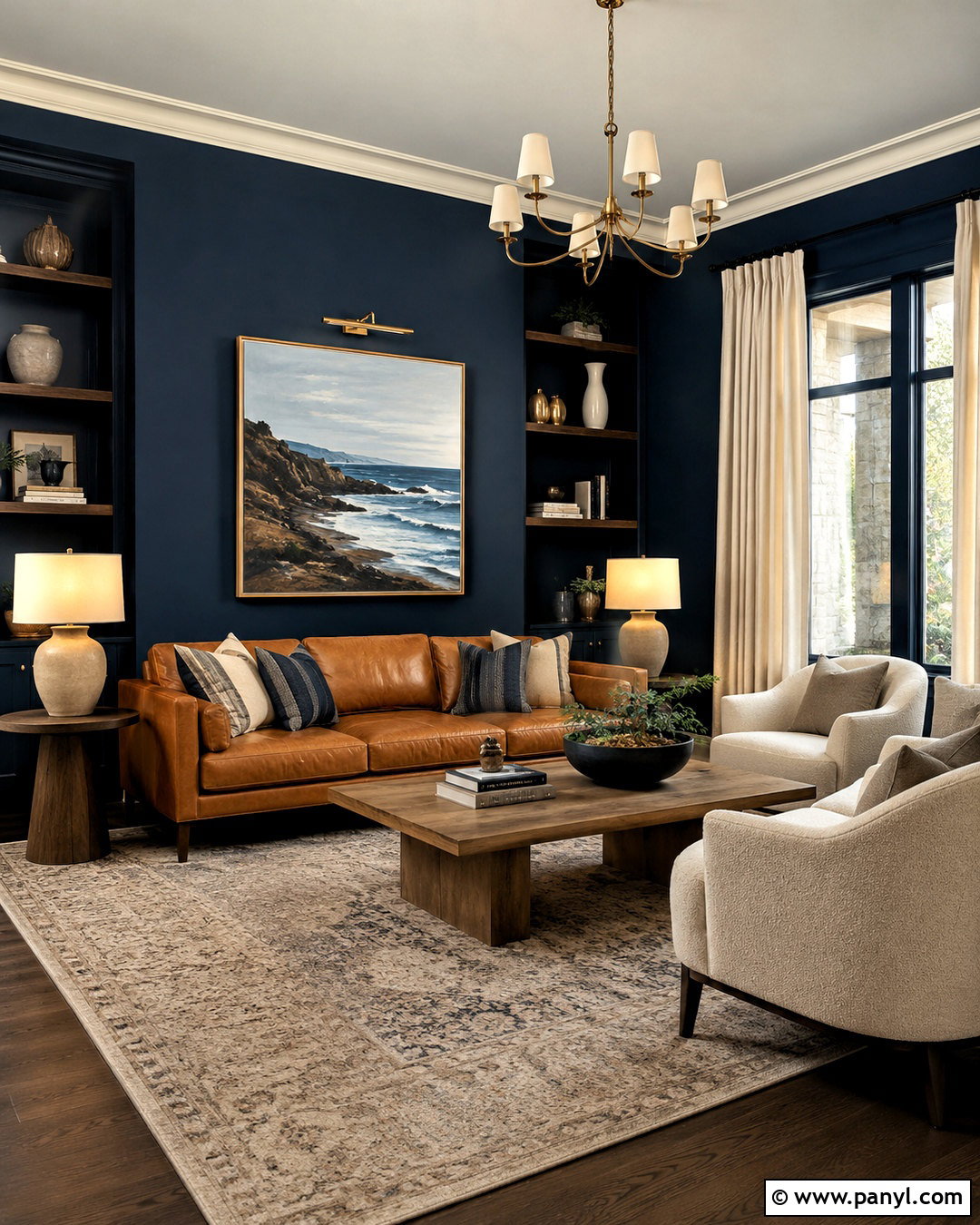 Dark Navy Blue Living Room - 20 dark room colors