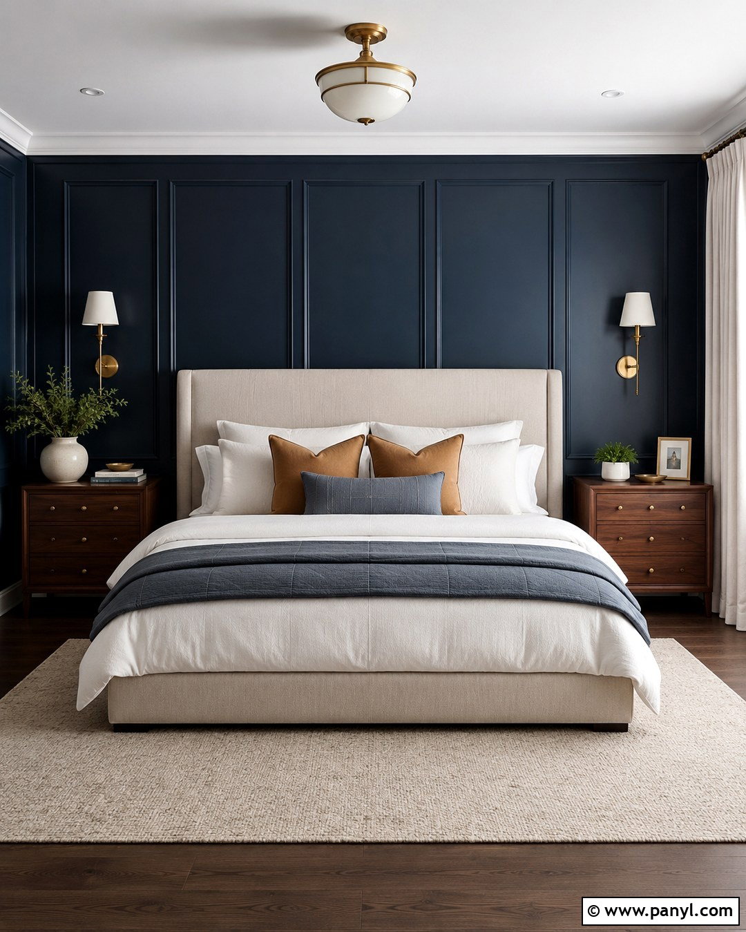 Dark Navy Blue Paneled Wall - 20 Dark Navy Blue Wall Ideas