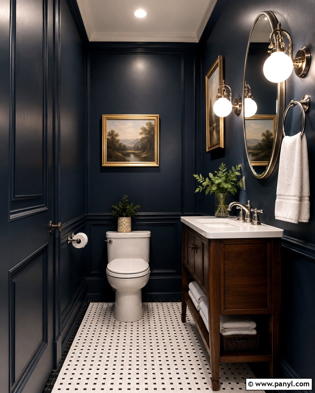 Dark Navy Blue Powder Room Wall - 20 Dark Navy Blue Wall Ideas