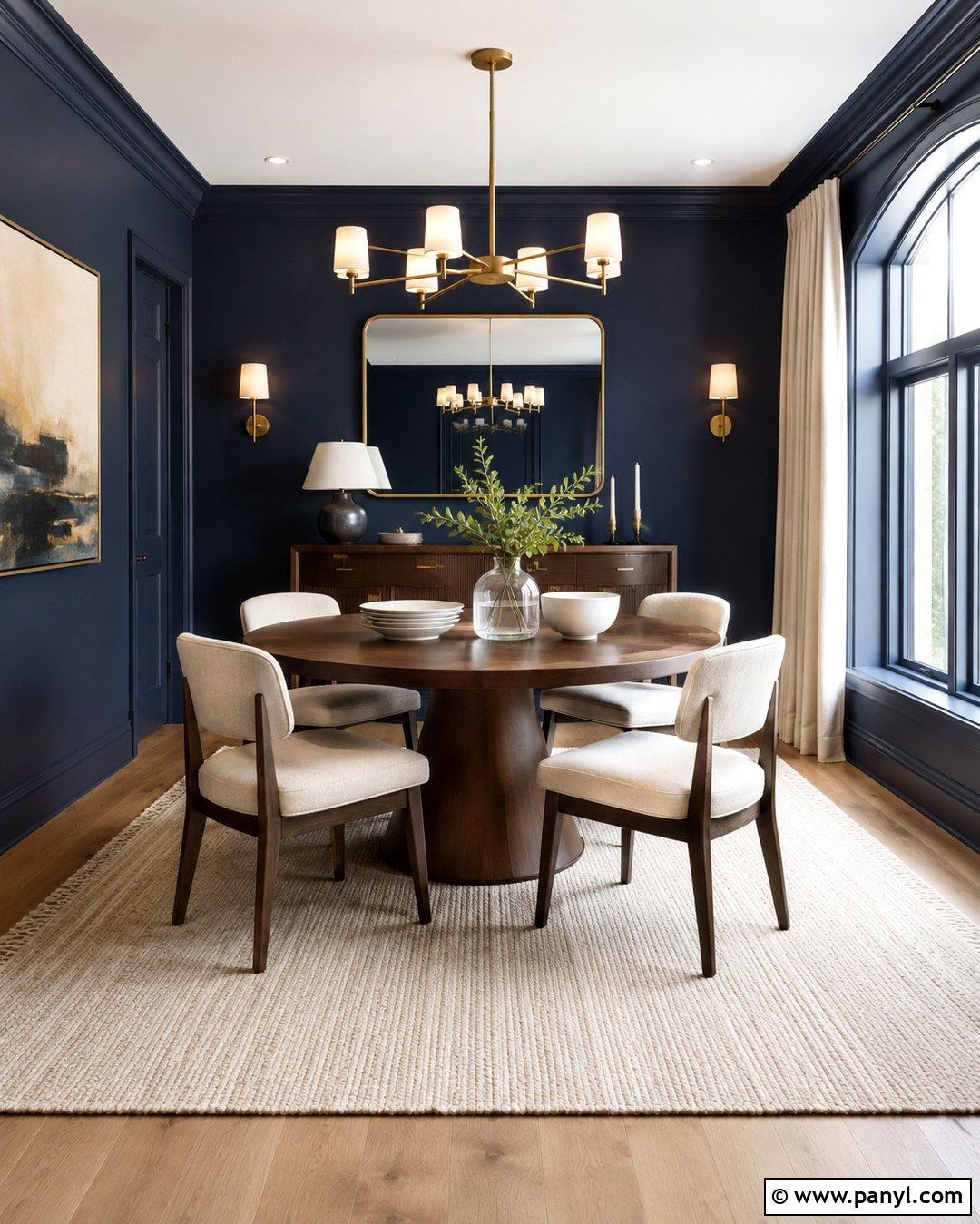 Dark Navy Blue Wall With Brass Accents - 20 Dark Navy Blue Wall Ideas