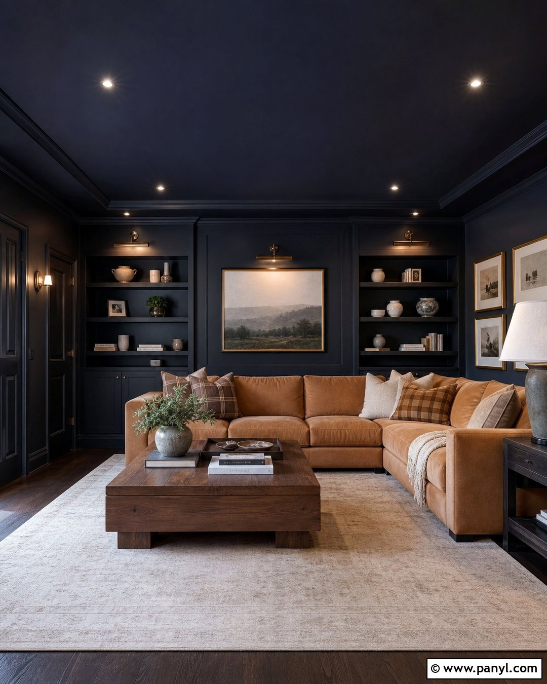 Dark Navy Den Walls And Ceiling - 30 dark wall paint ideas