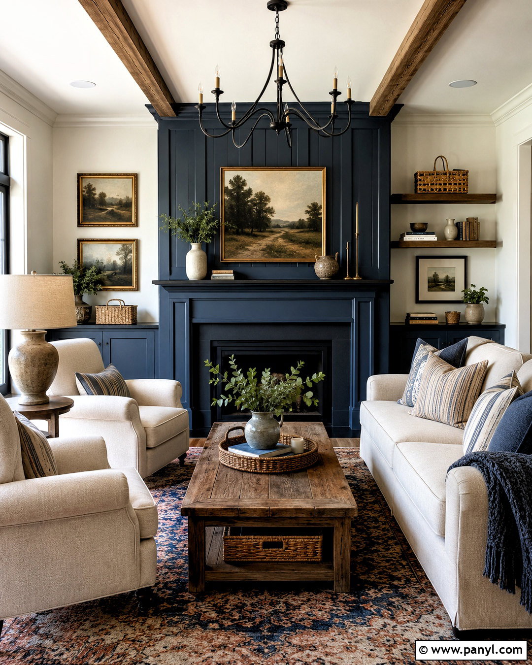 Dark Navy Farmhouse Living Room - 20 dark navy living room ideas