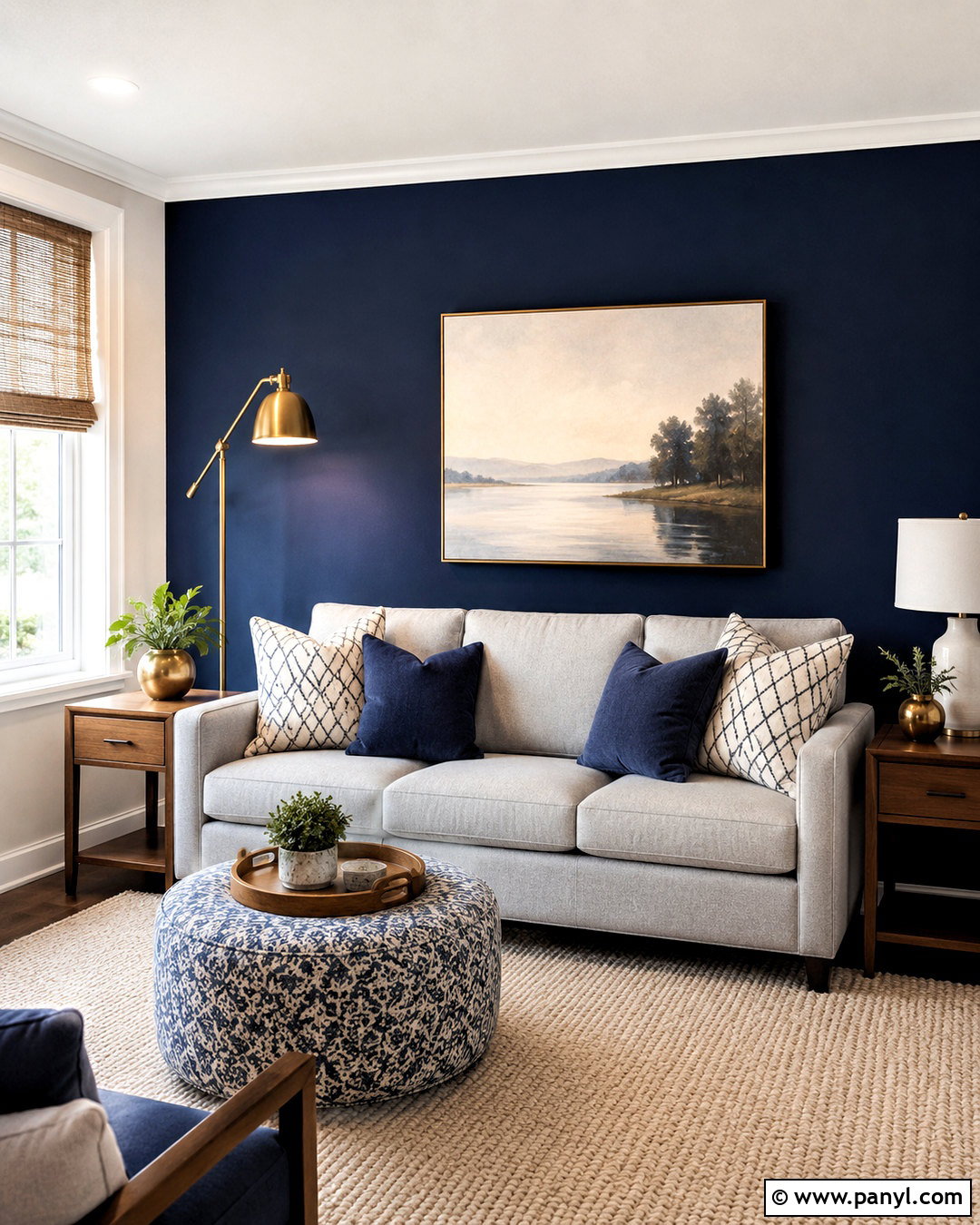 Dark Navy Living Room Accent Wall - 20 dark navy living room ideas